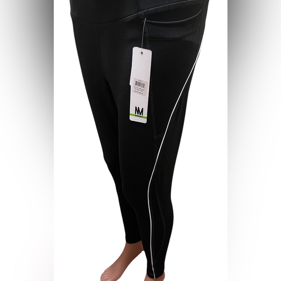 NICOLE MILLER SPORT LEGGING MEDIA POCKETS-WORKOUT WOMEN COLOR BLACK/WHITE LINE S - Picture 4 of 13